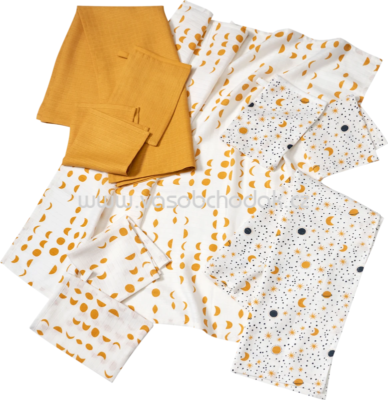 Babylove Mulltücher Starterset weiß/senf, 9 St Babylove Mulltücher Starterset weiß/senf, 9 St