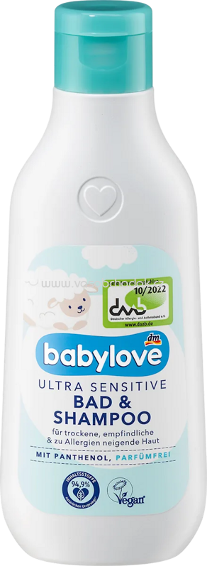 Babylove Baby Badezusatz 2in1 Bad & Shampoo ultra sensitive, 250 ml