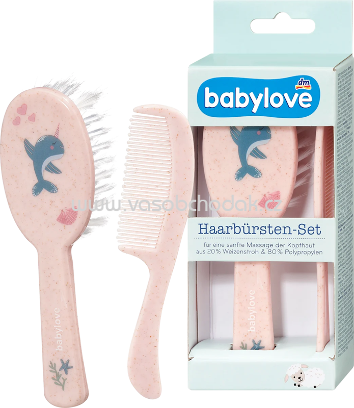 Babylove Bürstenset rosa Delfin 2tlg, 1 St Babylove Bürstenset rosa Delfin 2tlg, 1 St