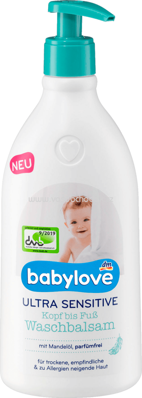 Babylove Ultra Sensitive Kopf bis Fuß Waschbalsam, 500 ml Babylove Ultra Sensitive Kopf bis Fuß Waschbalsam, 500 ml
