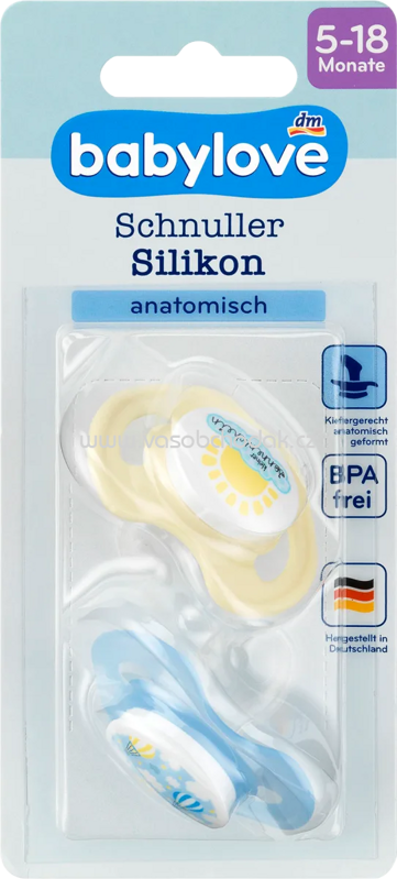 Babylove Schnuller Silikon, anatomisch, Gr.2, 5-18 Monat, 2 St