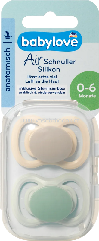 Babylove Schnuller Air Silikon anatomisch, braun/grün, Gr.1, 0-6 Monate, 2 St Babylove Schnuller Air Silikon anatomisch, braun/grün, Gr.1, 0-6 Monate, 2 St