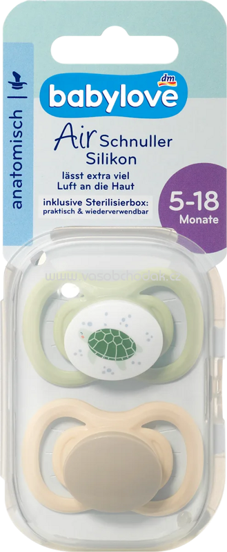 Babylove Schnuller Air Silikon anatomisch, braun/grün, Gr.2, 5-18 Monate, 2 St Babylove Schnuller Air Silikon anatomisch, braun/grün, Gr.2, 5-18 Monate, 2 St
