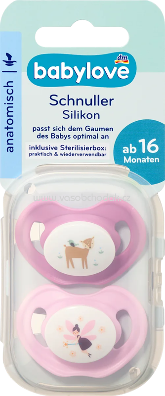 babylove Schnuller Silikon anatomisch, pink/rosa, Gr. 3, ab 16 Monaten, 2 St