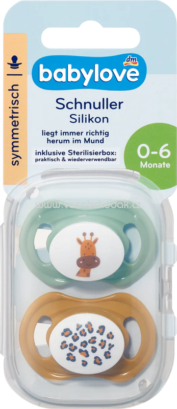 Babylove Schnuller Silikon symmetrisch, ocker/mint, 0-6 Monate, 2 St