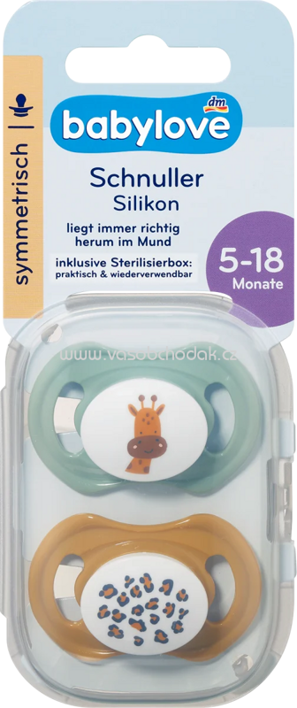 Babylove Schnuller Silikon symmetrisch, ocker/mint, 5-18 Monate, 2 St