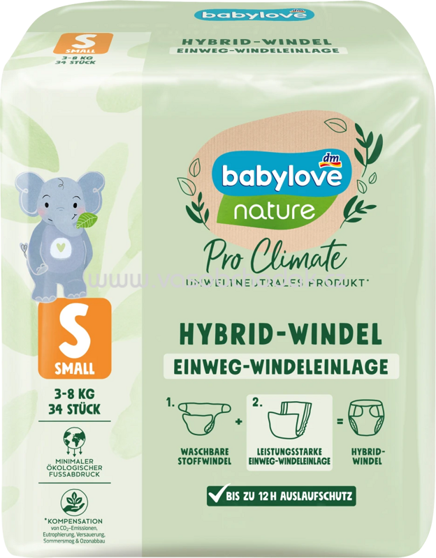 Babylove Windeleinlage nature Pro Climate Hybrid Einweg Gr. S, 3-8 kg, 34 St