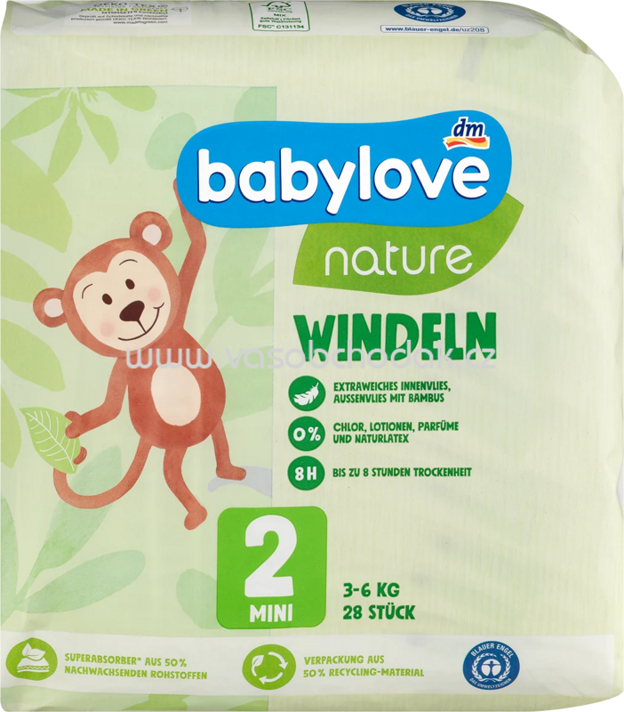 Babylove Windeln nature Gr. 2, Mini, 3-6 kg, 28 St