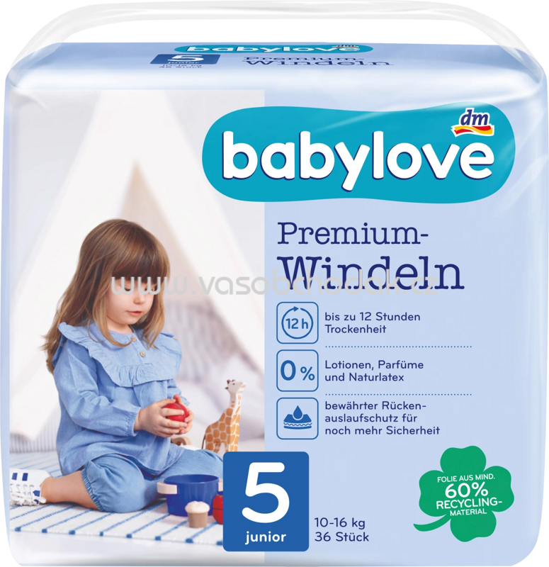 Babylove Windeln Premium Gr. 5, Junior, 10-16 kg, 36 St
