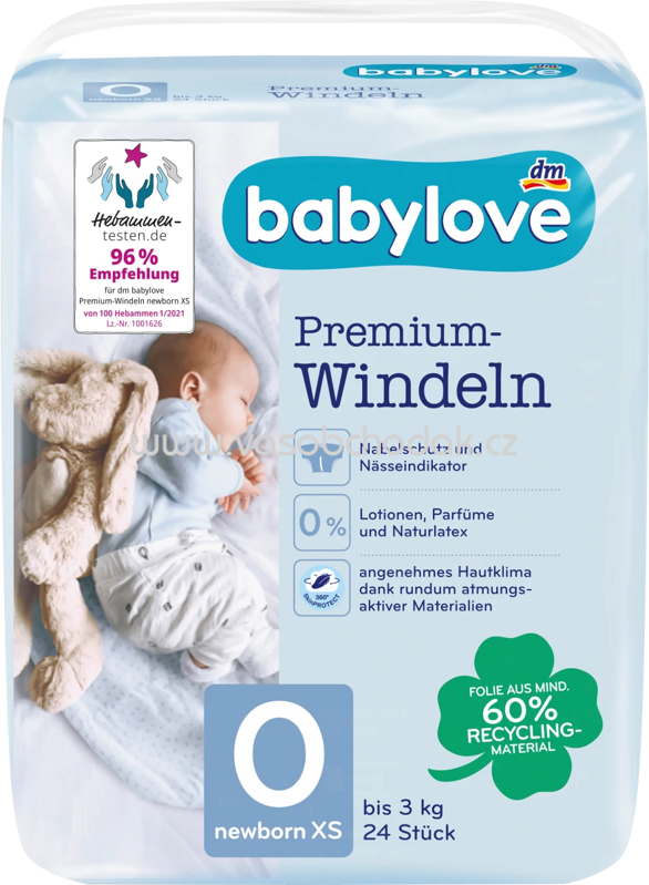 Babylove Windeln Premium Gr. XS Newborn, bis 3 kg, 24 St