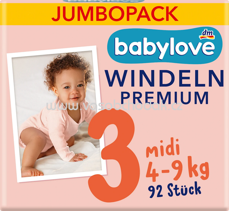 Babylove Windeln Gr. 3 Midi (4-9 kg), Jumbopack, 92 St Babylove Windeln Gr. 3 Midi (4-9 kg), Jumbopack, 92 St