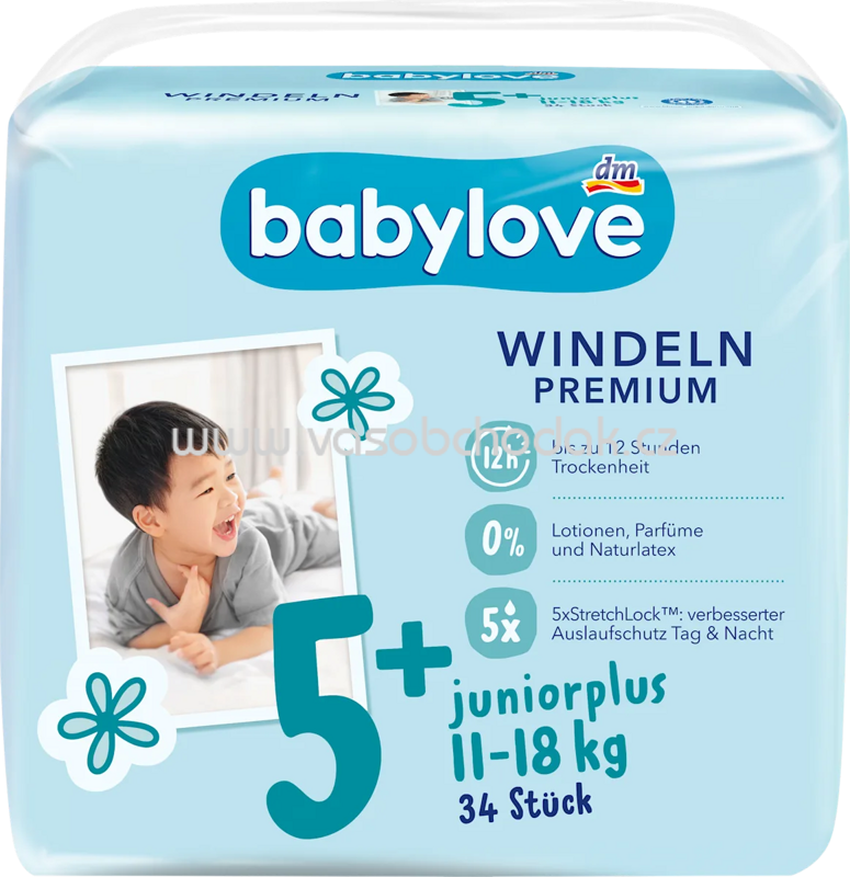 Babylove Windeln Premium Gr. 5+, Juniorplus, 11-18 kg, 34 St Babylove Windeln Premium Gr. 5+, Juniorplus, 11-18 kg, 34 St