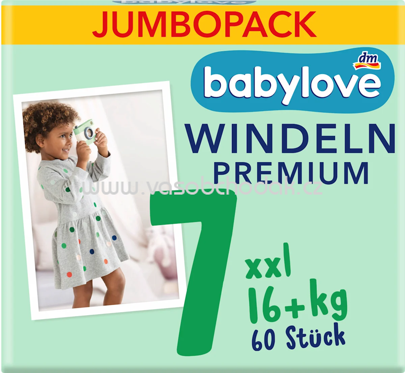 Babylove Windeln Premium Gr. 7 XXL, 16+ kg, Jumbopack, 60 St Babylove Windeln Premium Gr. 7 XXL, 16+ kg, Jumbopack, 60 St