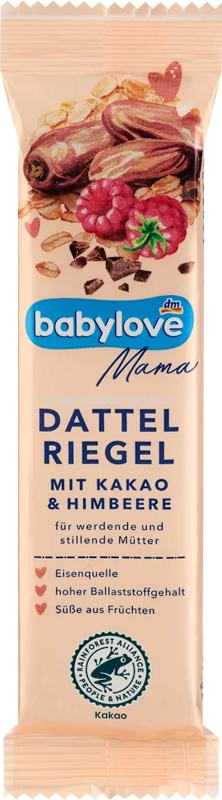 babylove Mama Dattelriegel Kakao & Himbeere, 40 g babylove Mama Dattelriegel Kakao & Himbeere, 40 g