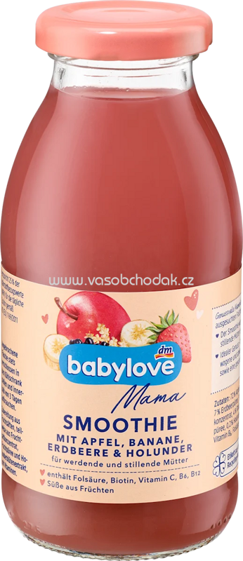 babylove Mama Smoothie Apfel, Banane, Erdbeere & Holunder, 250 ml