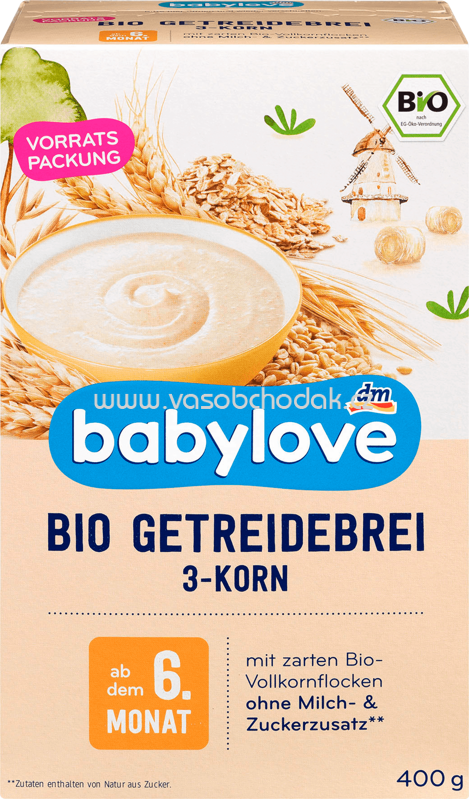 Babylove Bio Getreidebrei 3-Korn, ab dem 6. Monat, 400g