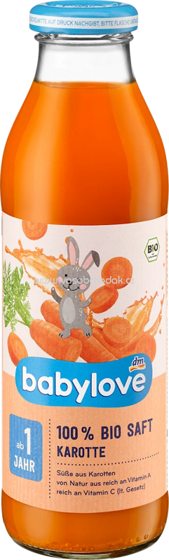 Babylove Bio Saft Karotte, nach dem 5. Monat, 500 ml Babylove Bio Saft Karotte, nach dem 5. Monat, 500 ml