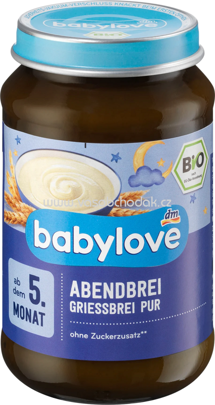 Babylove Abendbrei Grießbrei pur, ab dem 5. Monat, 190g Babylove Abendbrei Grießbrei pur, ab dem 5. Monat, 190g