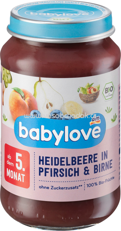Babylove Heidelbeere in Pfirsich & Birne, ab dem 5. Monat, 190g