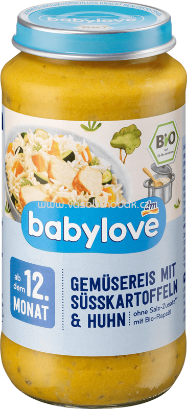 Babylove Gemüsereis mit Süßkartoffel und Huhn, ab dem 12. Monat, 250g