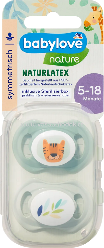 Babylove nature Schnuller Latex, symmetisch, grün/mint, 5-18 Monate, 2 St Babylove nature Schnuller Latex, symmetisch, grün/mint, 5-18 Monate, 2 St