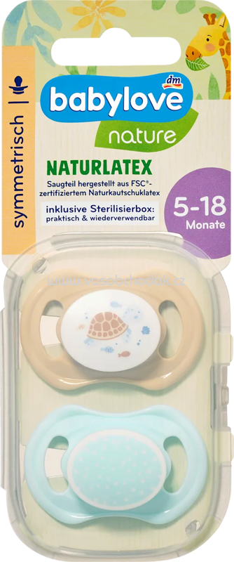 Babylove nature Schnuller Latex symmetrisch, beige/mint, Gr. 2, 5-18 Monate, 2 St Babylove nature Schnuller Latex symmetrisch, beige/mint, Gr. 2, 5-18 Monate, 2 St
