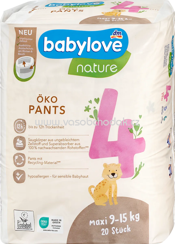Babylove nature Baby Pants Gr.4 Maxi, 9-15 kg, 20 St