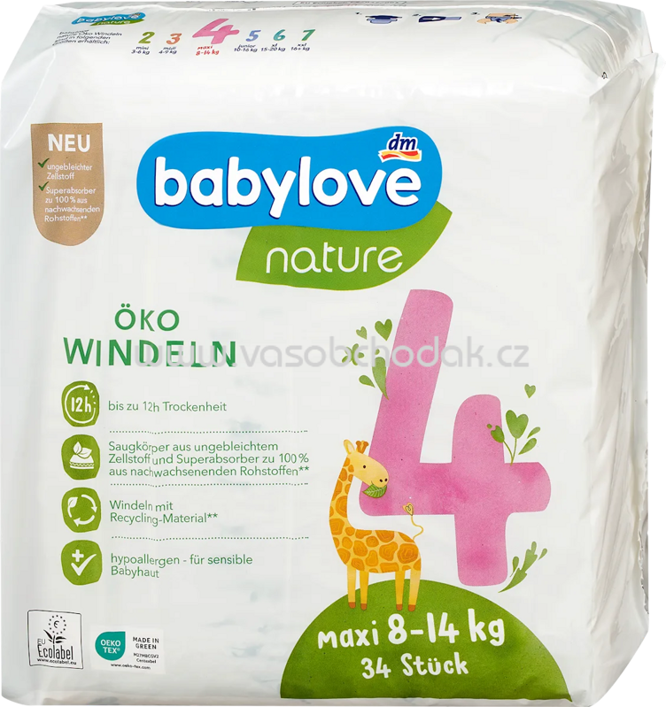Babylove nature Windeln Gr. 4 Maxi, 8-14 kg, 34 St