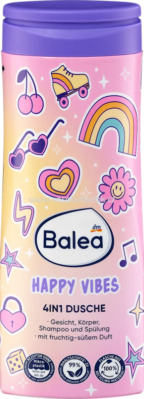 Balea Kinder Duschgel, Shampoo & Spülung 4in1 Happy Vibes, 300 ml Balea Kinder Duschgel, Shampoo & Spülung 4in1 Happy Vibes, 300 ml