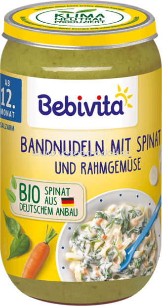 Bebivita Bandnudeln mit Spinat und Rahmgemüse ab dem 12. Monat, 250g