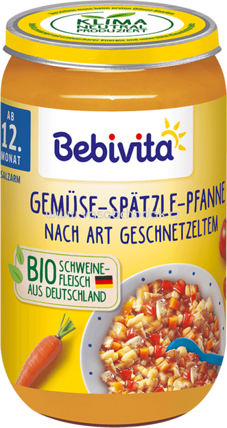 Bebivita Gemüse Spätzle Pfanne nach Art Geschnetzeltem, ab 12. Monat, 250g