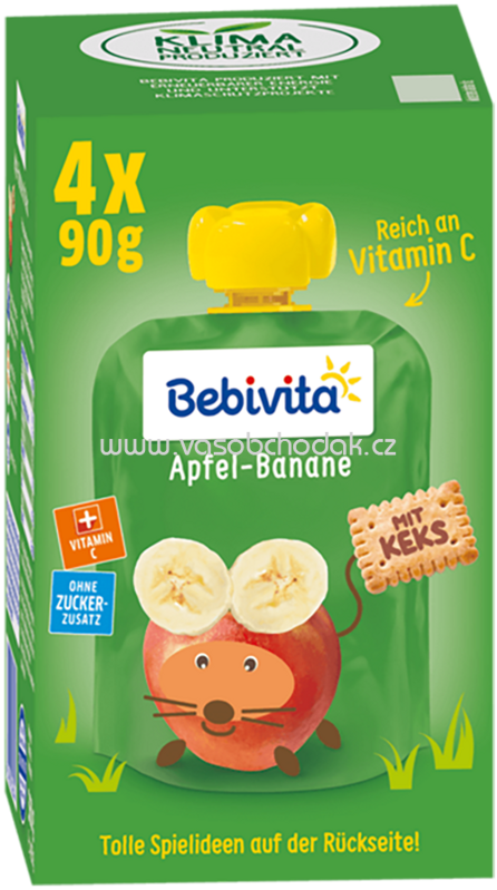 Bebivita Quetschbeutel Apfel Banane mit Keks, ab 1 Jahr, 4x90g, 0,36kg