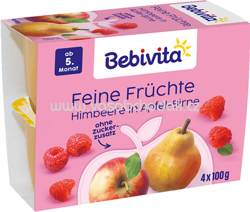 Bebivita Feine Früchte Himbeere in Apfel-Birne, ab 5. Monat, 4x100g, 400g