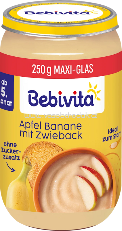 Bebivita Apfel Banane mit Zwieback, ab 5. Monat, 250g Bebivita Apfel Banane mit Zwieback, ab 5. Monat, 250g