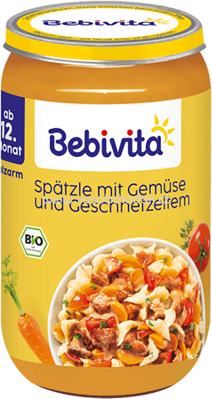 Bebivita Spätzle mit Gemüse und Geschnetzeltem, ab 12. Monat, 250g Bebivita Spätzle mit Gemüse und Geschnetzeltem, ab 12. Monat, 250g