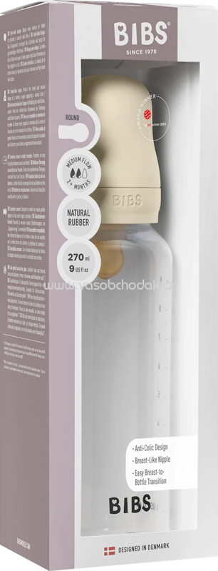 BIBS Babyflasche Latex creme, von Geburt an, 270 ml, 1 St BIBS Babyflasche Latex creme, von Geburt an, 270 ml, 1 St