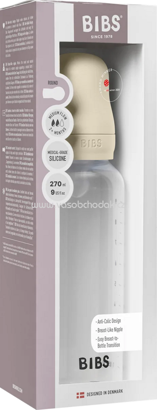 BIBS Babyflasche Silikon creme, von Geburt an, 270 ml, 1 St BIBS Babyflasche Silikon creme, von Geburt an, 270 ml, 1 St
