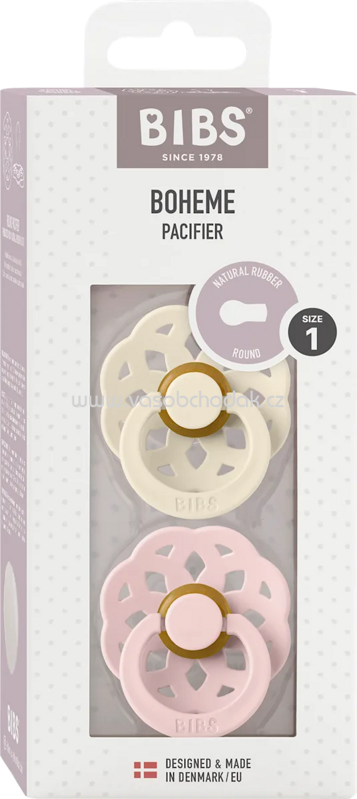 BIBS Schnuller Boheme Latex rund, creme/rosa, Gr.1, von Geburt an, 2 St BIBS Schnuller Boheme Latex rund, creme/rosa, Gr.1, von Geburt an, 2 St