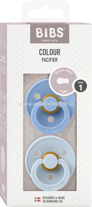 BIBS Schnuller Colour Latex rund, blau/hellblau, Gr. 1, 0-6 Monate, 2 St BIBS Schnuller Colour Latex rund, blau/hellblau, Gr. 1, 0-6 Monate, 2 St