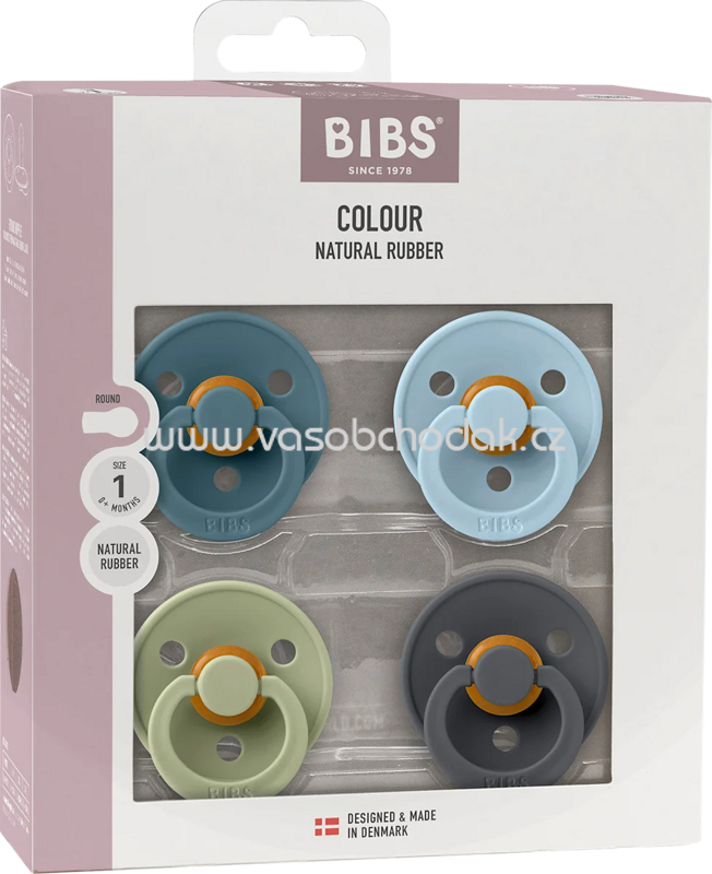 BIBS Schnuller Latex Colour blau/grün/anthrazit, Gr. 1, von Geburt an, 4 St BIBS Schnuller Latex Colour blau/grün/anthrazit, Gr. 1, von Geburt an, 4 St