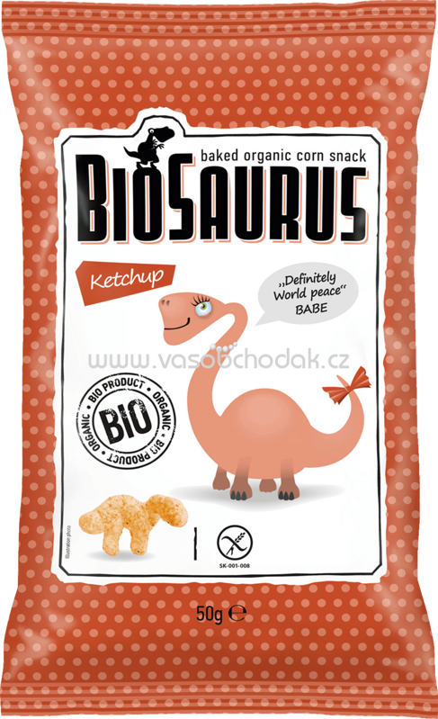 BioSaurus Snack gebackener Bio-Mais Ketchup, ab 36 Monat, 50g