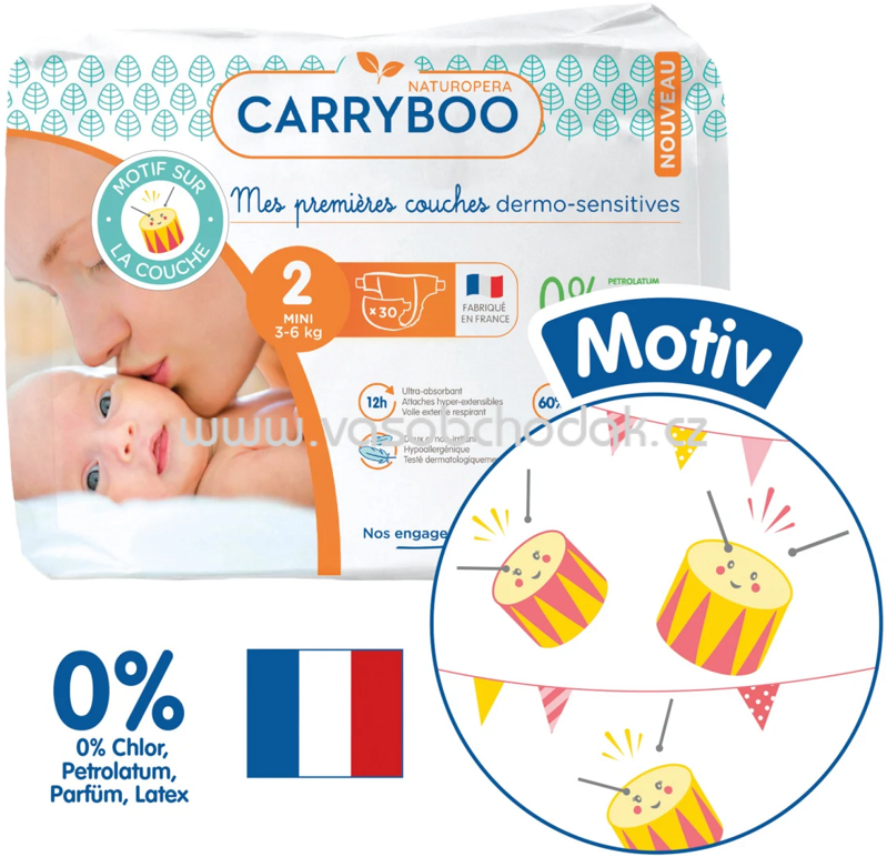 Carryboo Ökowindeln Größe 2, 3-6kg, Einzelpack, 30 St