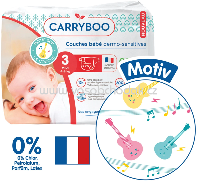 Carryboo Ökowindeln Größe 3, 4-9kg, Einzelpack, 26 St