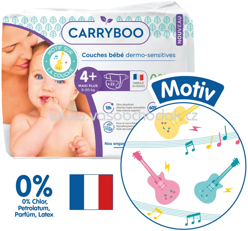 Carryboo Ökowindeln Größe 4+, 9-20kg, Einzelpack, 22 St