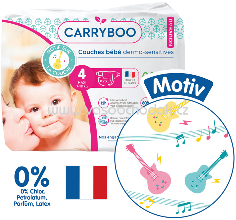 Carryboo Ökowindeln Größe 4, 7-18kg, Einzelpack, 23 St