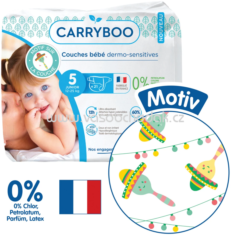 Carryboo Ökowindeln Größe 5, 12-25kg, Einzelpack, 21 St