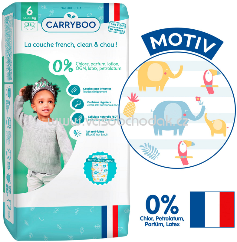 Carryboo Ökowindeln Größe 6, 16-30kg, Monatspack, 108 St