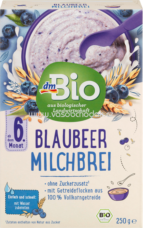 dmBio Blaubeer Milchbrei, ab 6. Monat, 250g dmBio Blaubeer Milchbrei, ab 6. Monat, 250g