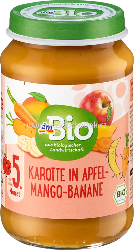 dmBio Karotte, Apfel, Mango, Banane, ab dem 5. Monat, 190g dmBio Karotte, Apfel, Mango, Banane, ab dem 5. Monat, 190g