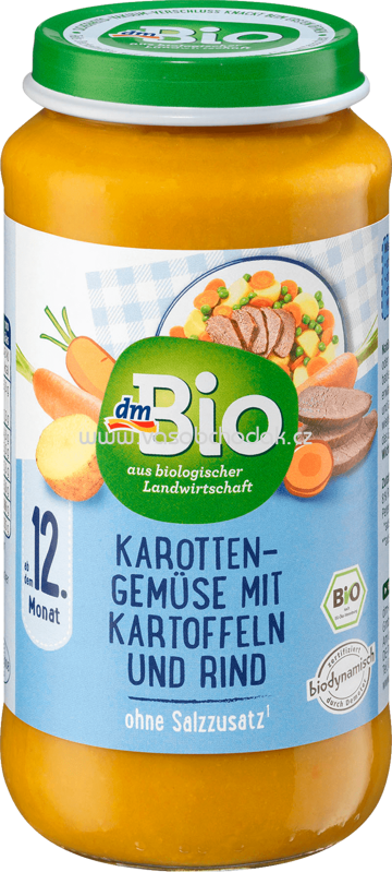 dmBio Karotten-Gemüse mit Kartoffeln und Rind, ab 12. dem Monat, 250g